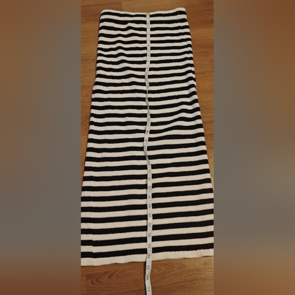 Zara Black and White Striped Maxi Skirt